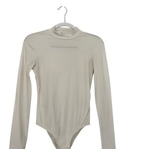 Altar’d State Cream Ribbed Long Sleeve Mock Turtleneck Bodysuit in Size Medium